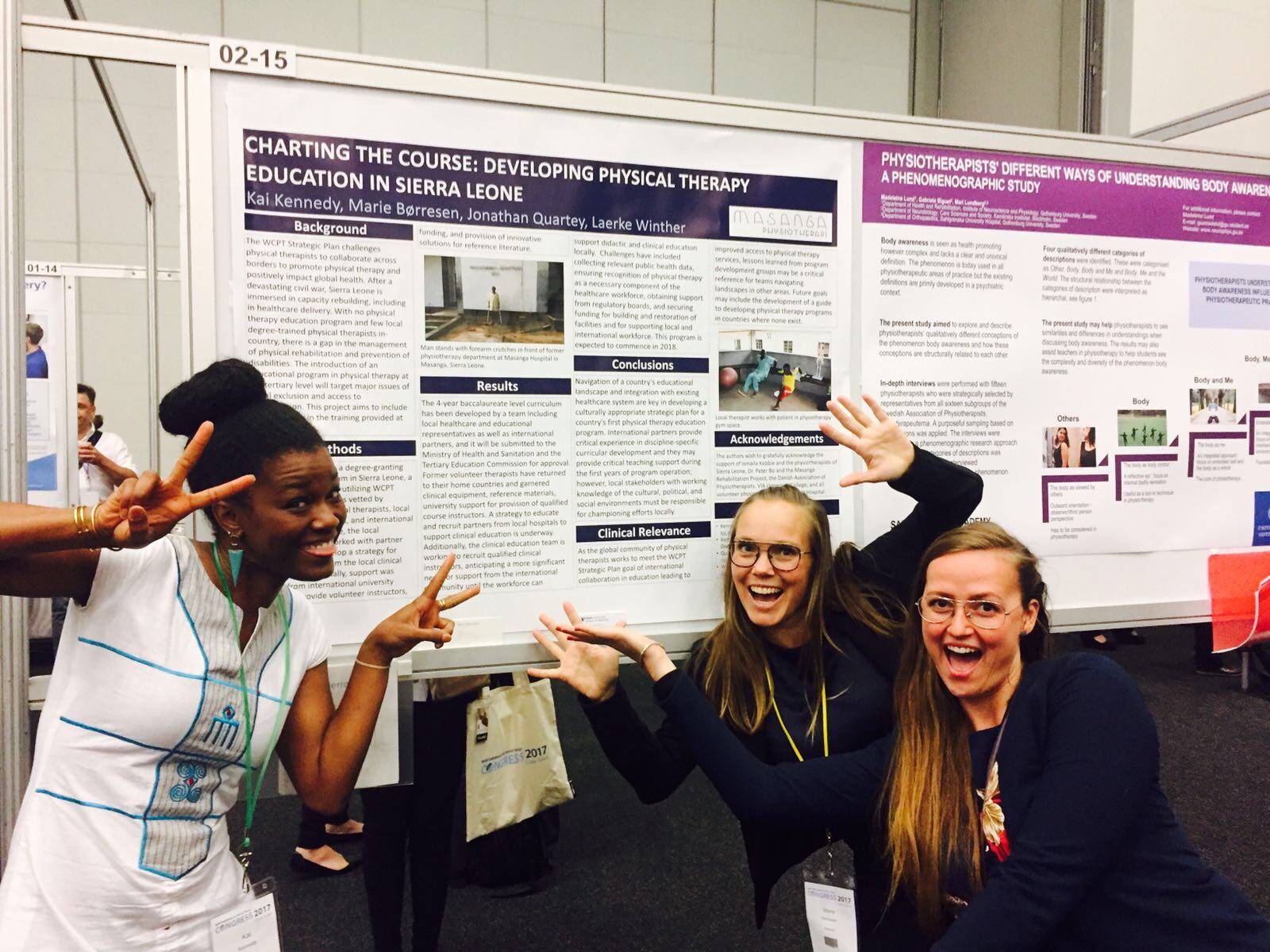 WCPT 2017 Poster Presentation with Kai Kennedy and group posing in front of poster